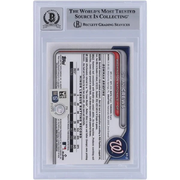 Dylan Crews Signed 2024 Bowman Chrome Prospects #BCP-23 | Graded 9