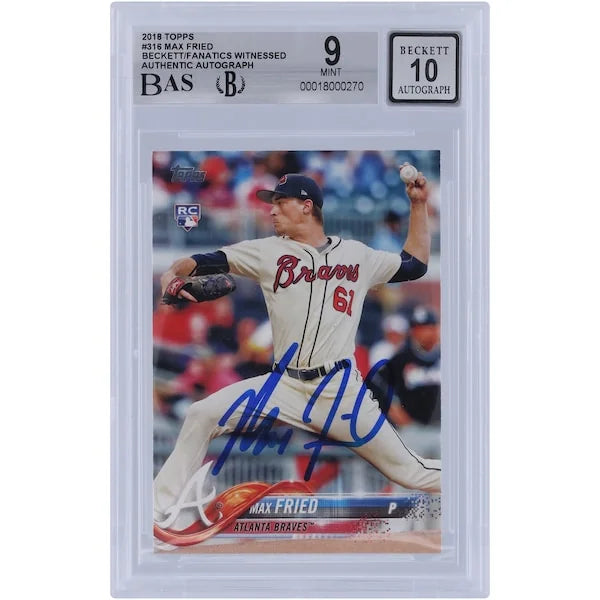 Max Fried Signed 2018 Topps Series 1 #316 Rookie Card | Beckett 9
