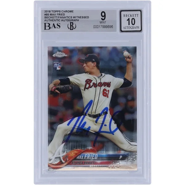 Max Fried Signed 2018 Topps Chrome #66 Rookie Card | Beckett Graded 9