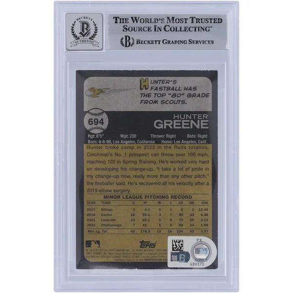 Hunter Greene Signed 2022 Topps Heritage #694 Rookie Card | Authenticated