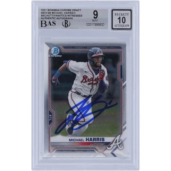 Michael Harris II Signed 2021 Bowman Chrome Draft #BDC-86 | Graded 9