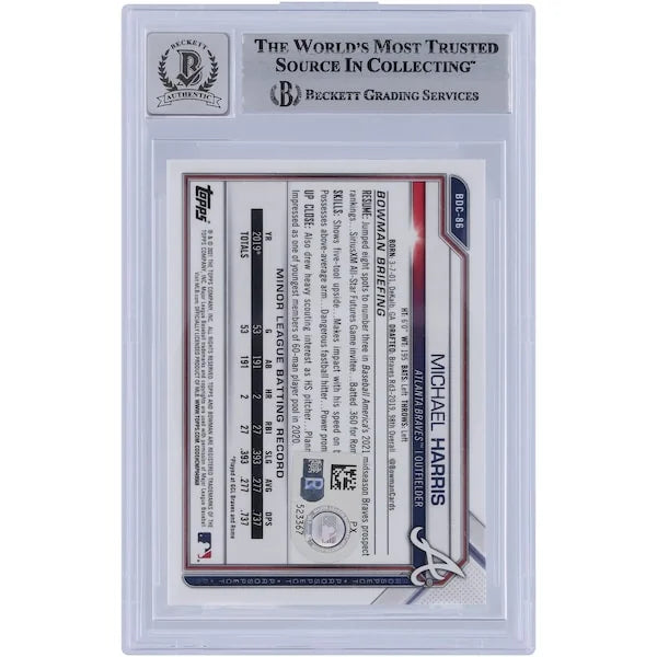 Michael Harris II Signed 2021 Bowman Chrome Draft #BDC-86 | Graded 9