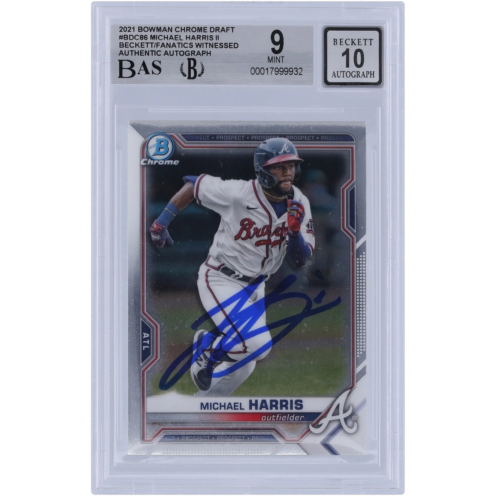 Michael Harris II Signed 2021 Bowman Chrome Draft #BDC-86 | Graded 9