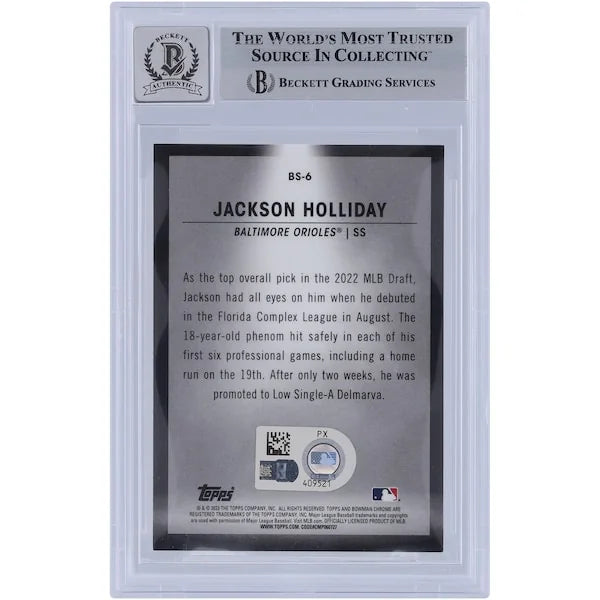 Jackson Holliday Signed 2023 Bowman Chrome Bowman Spotlights #BS-6 | Beckett Authenticated
