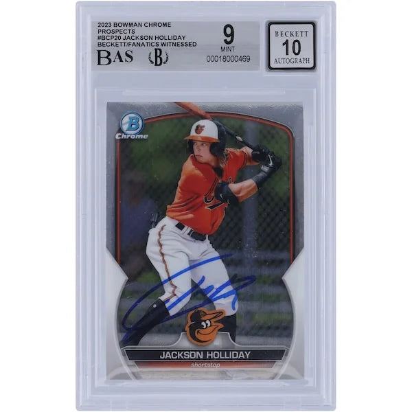 Jackson Holliday Signed 2023 Bowman Chrome Prospects #BCP-20 | Beckett Authenticated 9