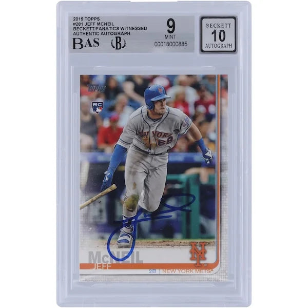 Jeff McNeil Signed 2019 Topps Series One #281 Rookie Card | Graded 9