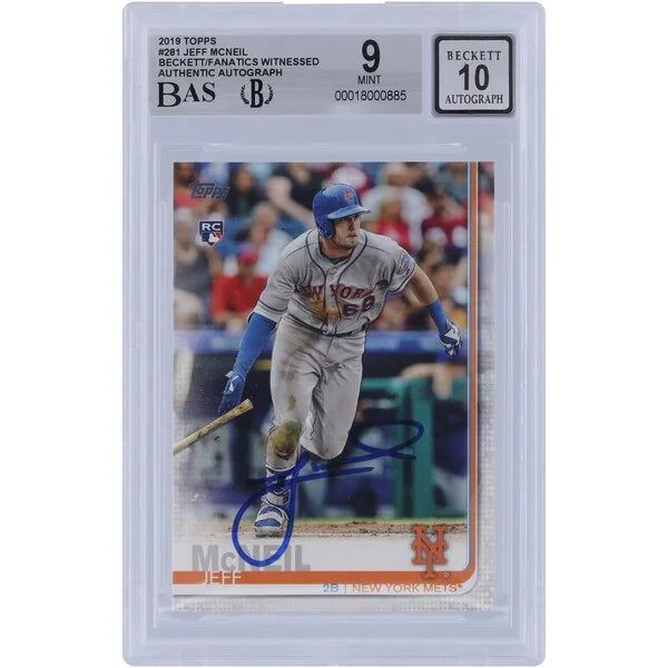 Jeff McNeil Signed 2019 Topps Series One #281 Rookie Card | Graded 9