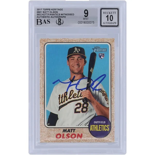 Matt Olson Signed 2017 Topps Heritage #681 Rookie Card | Authenticated