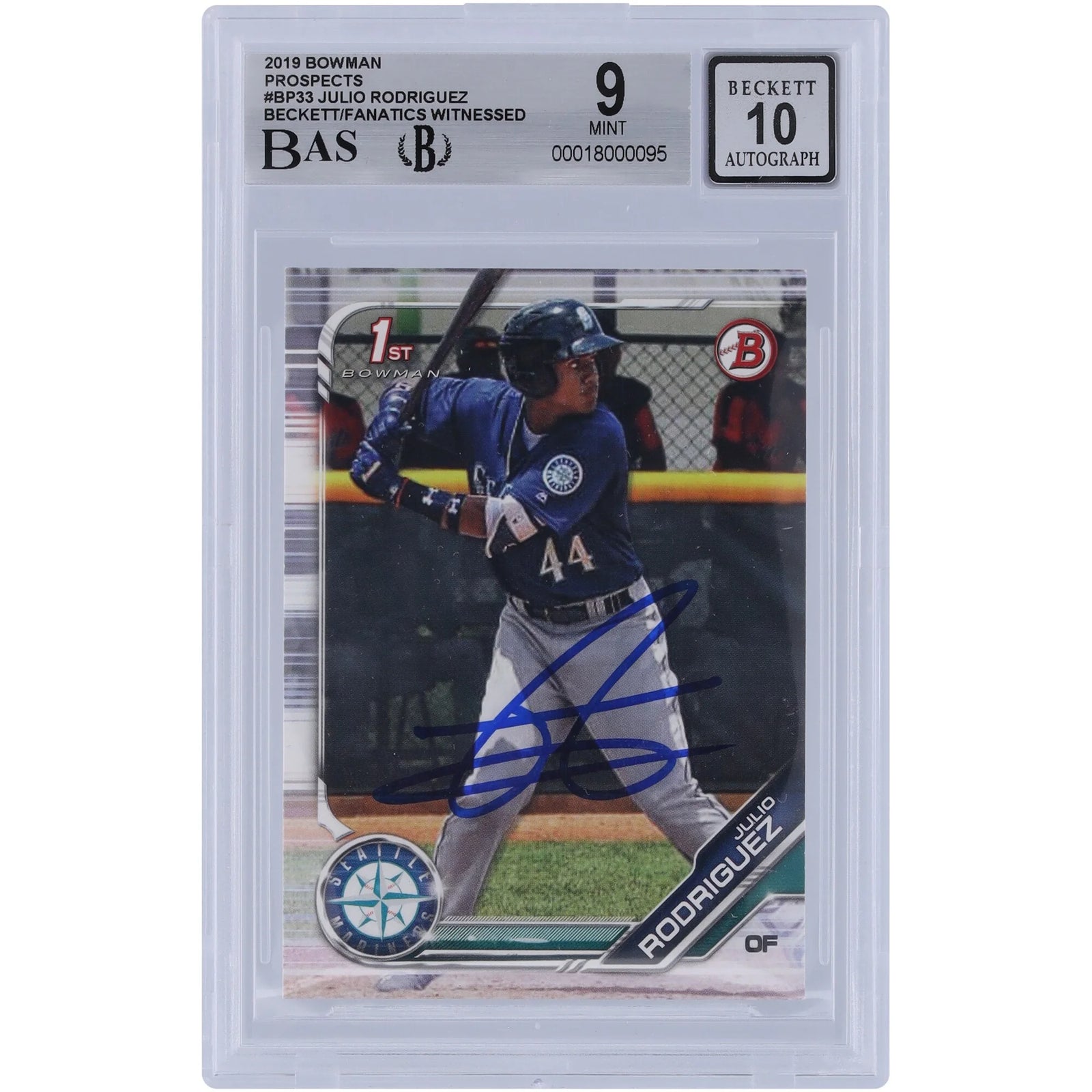 Julio Rodriguez Signed 2019 Bowman Prospects #BP-33 Card | Beckett Authenticated