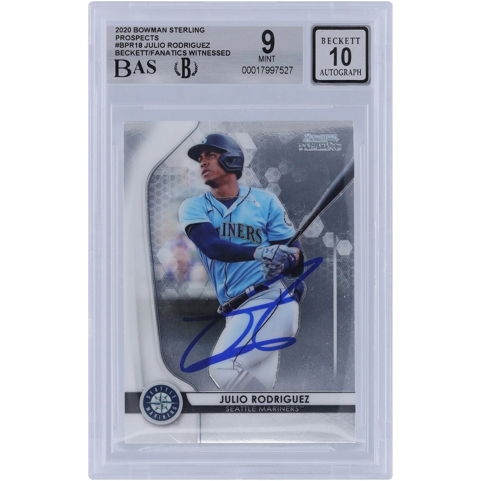 Julio Rodriguez Signed 2020 Bowman Sterling #BPR-18 Card | Graded 9
