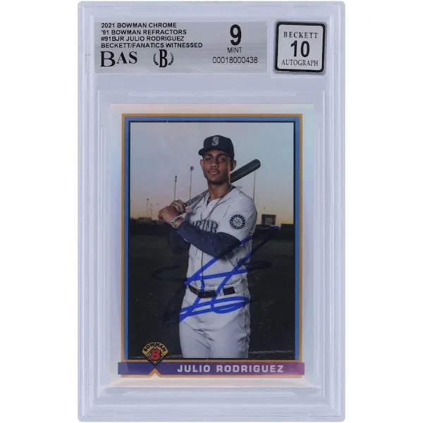 Julio Rodriguez Signed 2021 Bowman Chrome Refractor | Graded 9 #91B