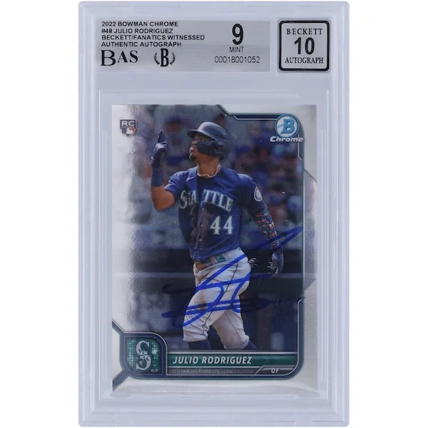 Julio Rodriguez Signed 2022 Bowman Chrome #48 Rookie Card | Graded 9