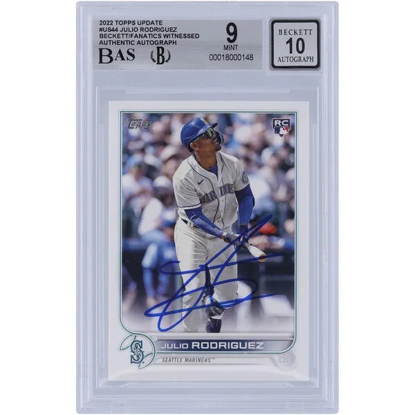 Julio Rodriguez Signed 2022 Topps Update #US44 Rookie Card | Beckett Graded 9