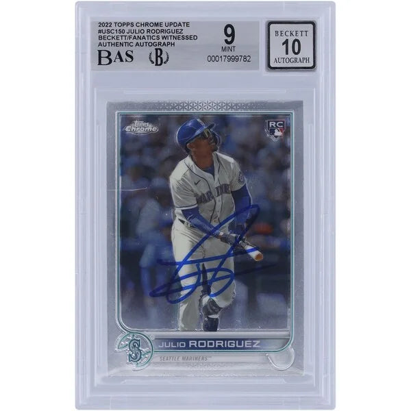 Julio Rodriguez Signed 2022 Topps Chrome Update #USC150 Rookie Card | Beckett Authenticate
