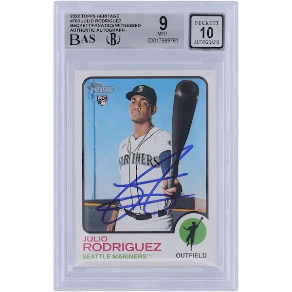 Julio Rodriguez Signed 2022 Topps Heritage #700 Rookie Card | Beckett Authenticated