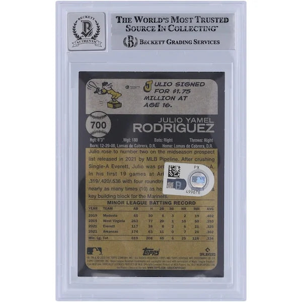 Julio Rodriguez Signed 2022 Topps Heritage #700 Rookie Card | Beckett Authenticated
