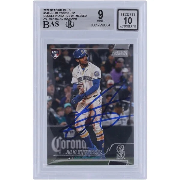 Julio Rodriguez Signed 2022 Topps Stadium Club #148 Rookie Card | Beckett Authenticated 9