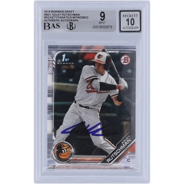Adley Rutschman Signed 2019 Bowman Draft #BD-1 Card | Graded 9