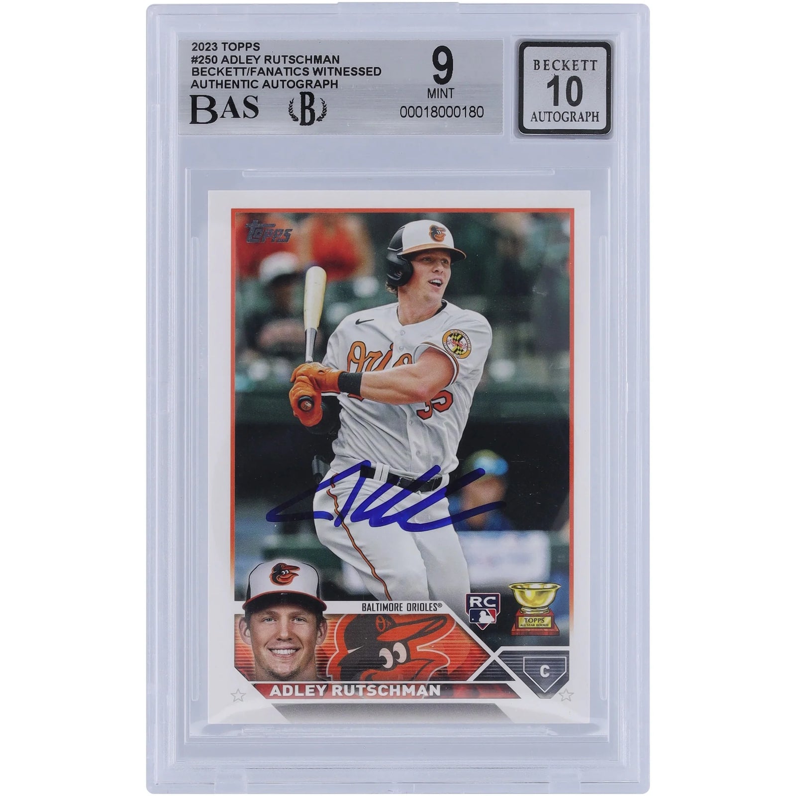 Adley Rutschman Signed 2023 Topps Series One #250 Rookie Card | Graded 9