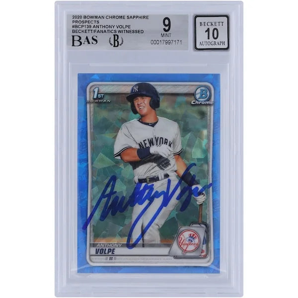 Anthony Volpe Signed 2020 Bowman Chrome Prospects Sapphire #BCP-139 | Graded 9
