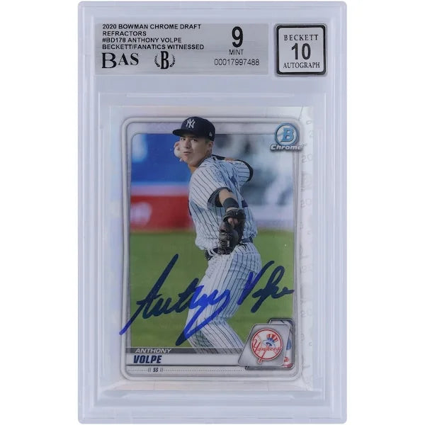 Anthony Volpe Signed 2020 Bowman Chrome Draft Refractor #BD-178 | Beckett 9/10
