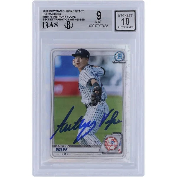 Anthony Volpe Signed 2020 Bowman Chrome Draft Refractor #BD-178 | Beckett 9/10
