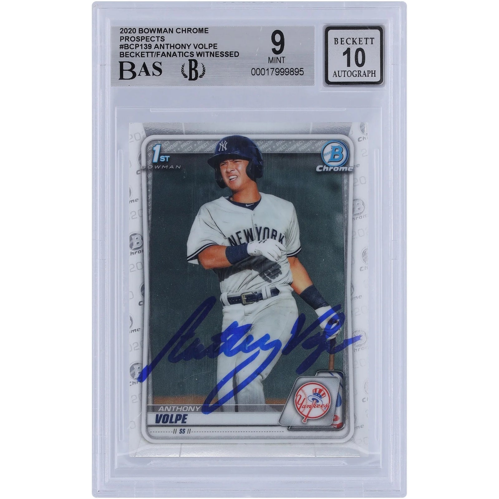 Anthony Volpe Signed 2020 Bowman Chrome Prospects #BCP-139 | Graded 9