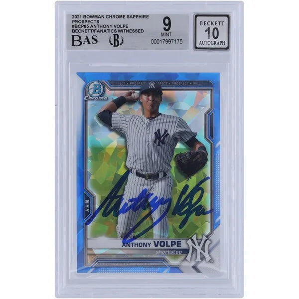Anthony Volpe Signed 2021 Bowman Chrome Prospects Sapphire #BCP-85 | Graded 9