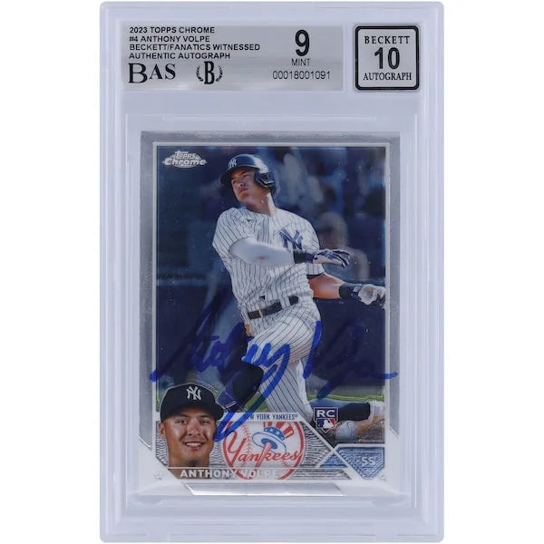 Anthony Volpe Signed 2023 Topps Chrome #4 Rookie Card | Beckett Authenticated 9