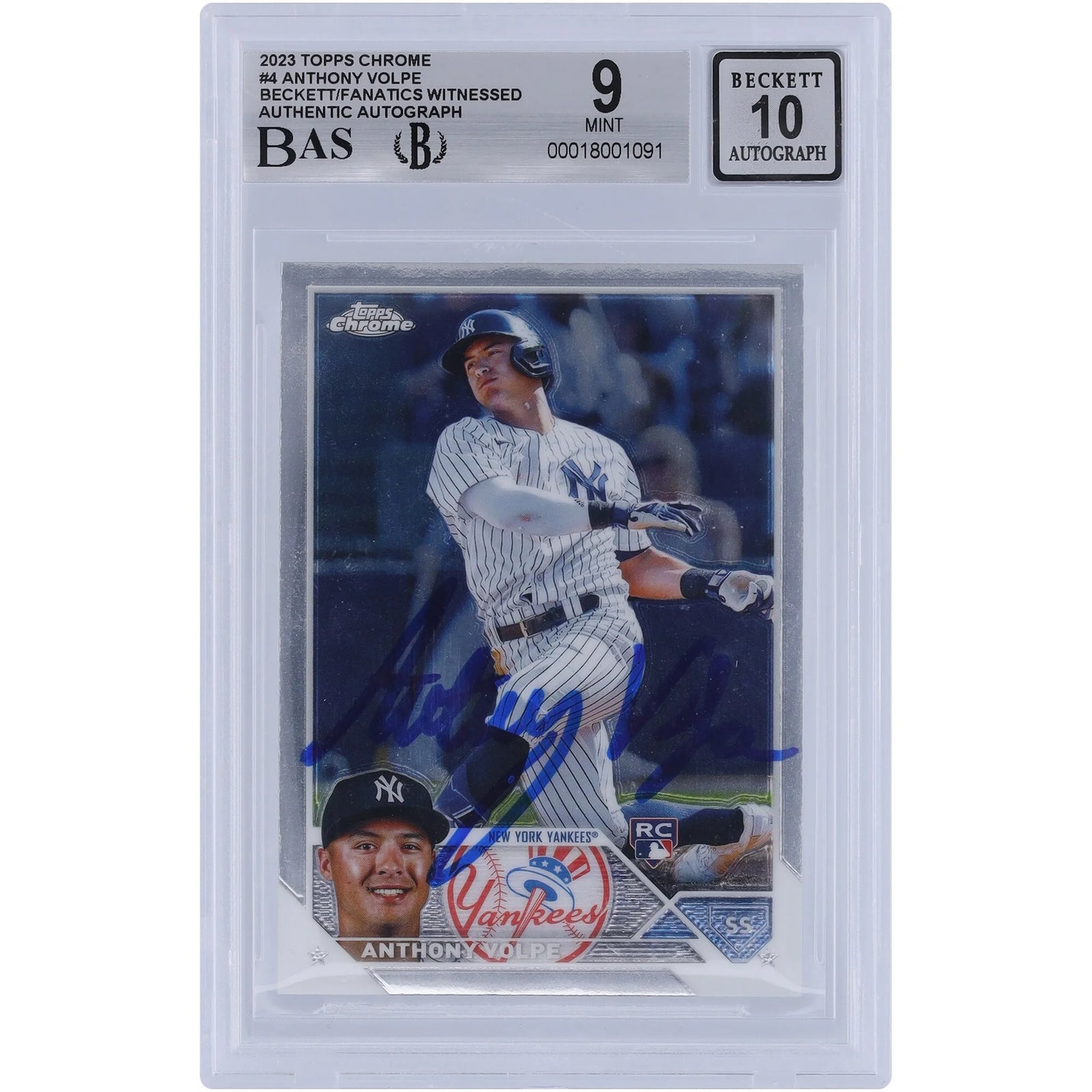 Anthony Volpe Signed 2023 Topps Chrome #4 Rookie Card | Beckett Authenticated 9