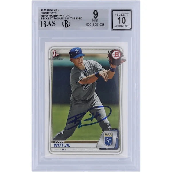 Bobby Witt Jr. Signed 2020 Bowman Prospects #BP-25 | Graded 9
