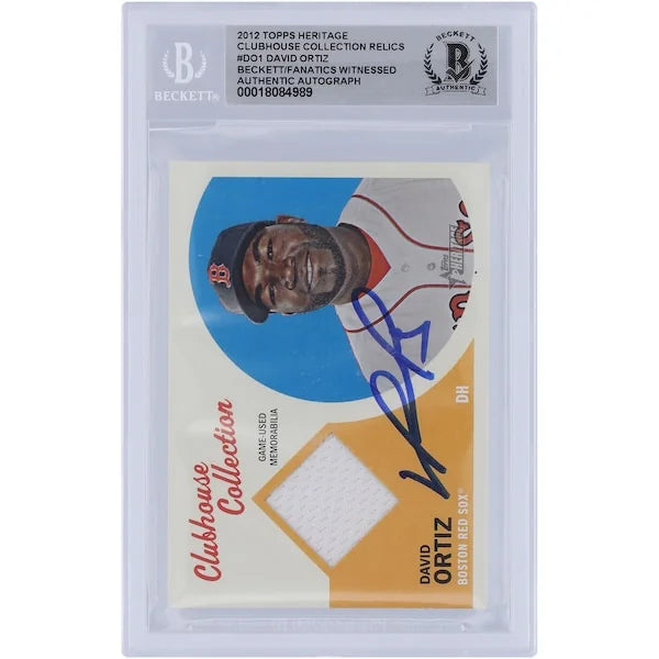 David Ortiz Signed 2012 Topps Heritage Clubhouse Collection Jersey Relic Card | Beckett Au
