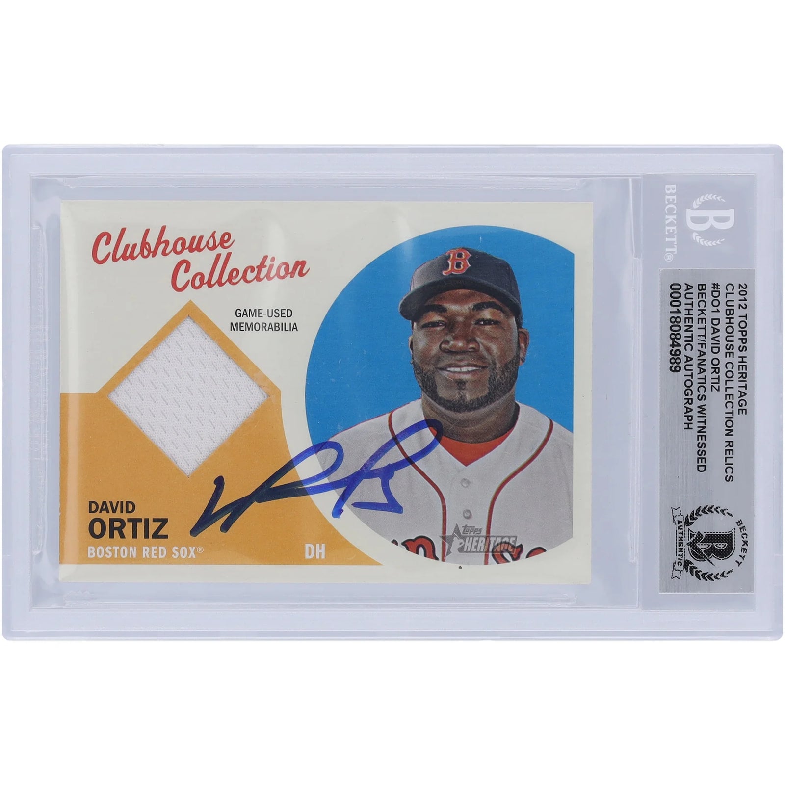 David Ortiz Signed 2012 Topps Heritage Clubhouse Collection Jersey Relic Card | Beckett Au