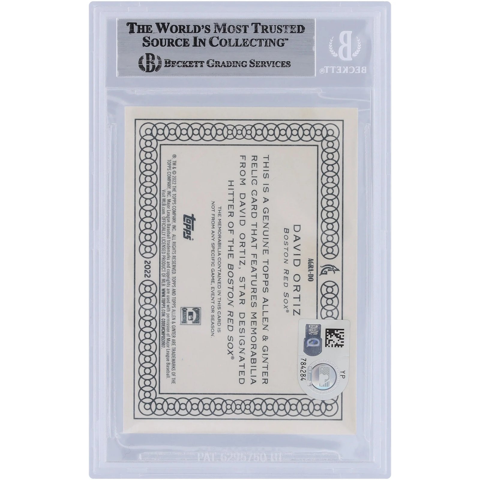David Ortiz Signed 2022 Topps Allen & Ginter Relic Card | Beckett Authenticated