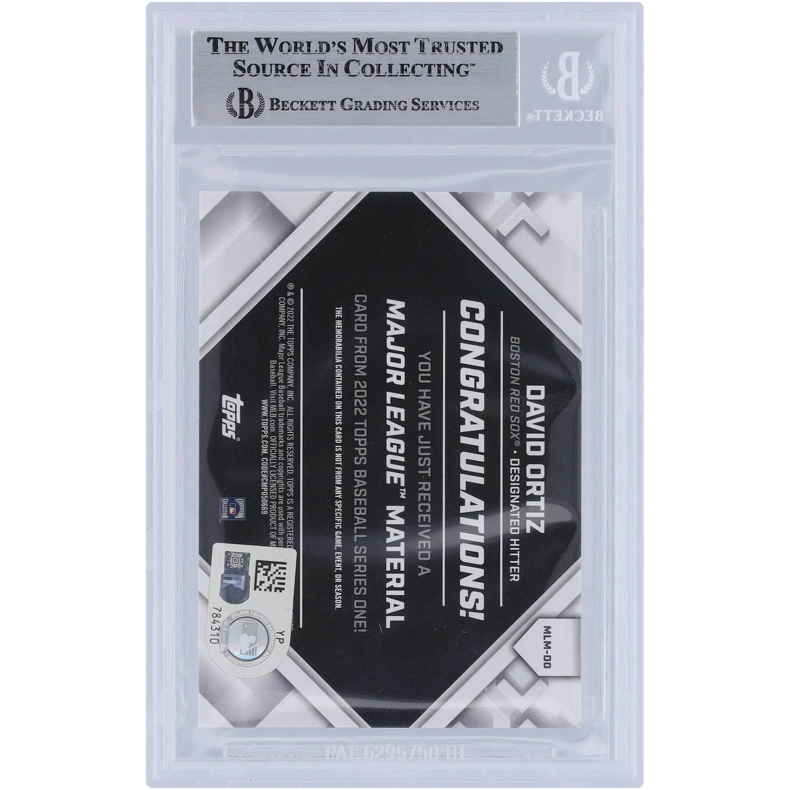 David Ortiz Signed 2022 Topps Series One Jersey Relic Card | Beckett Authenticated