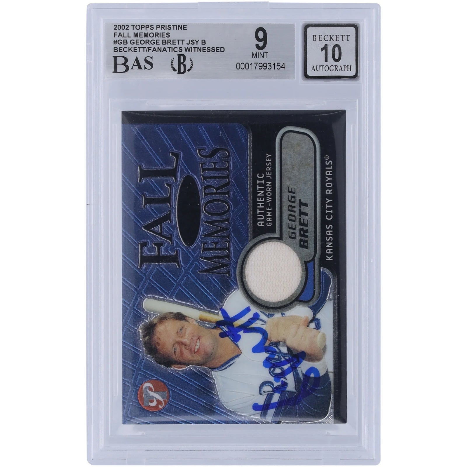 George Brett Signed 2002 Topps Pristine Fall Memories Jersey Relic Card | Beckett Authenti