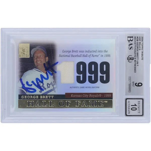 George Brett Signed 2004 Topps Tribute Hall of Fame Jersey Relic Card | Graded 9/10