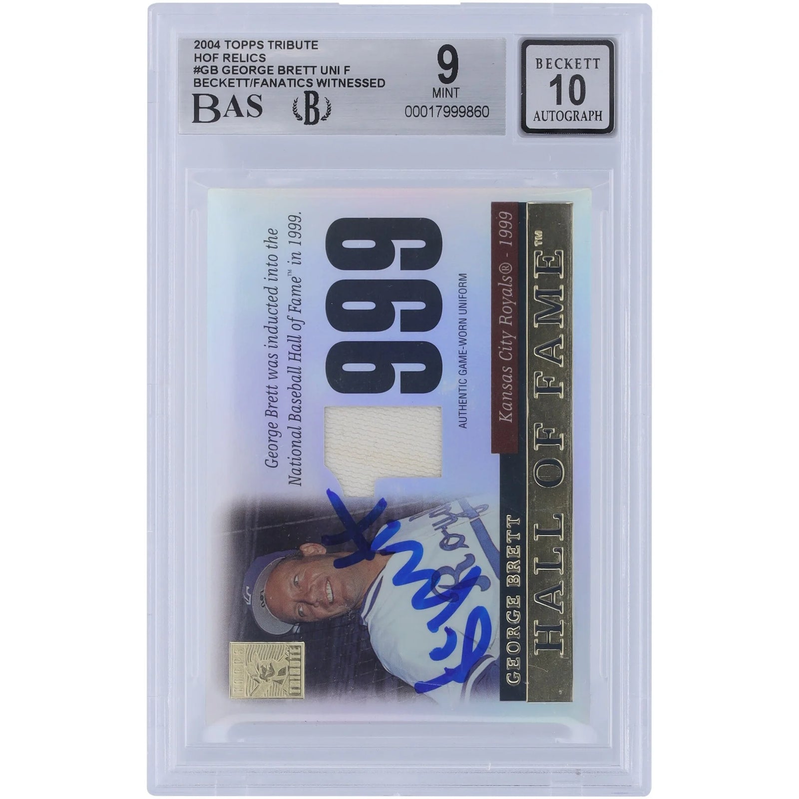 George Brett Signed 2004 Topps Tribute Hall of Fame Jersey Relic Card | Graded 9/10