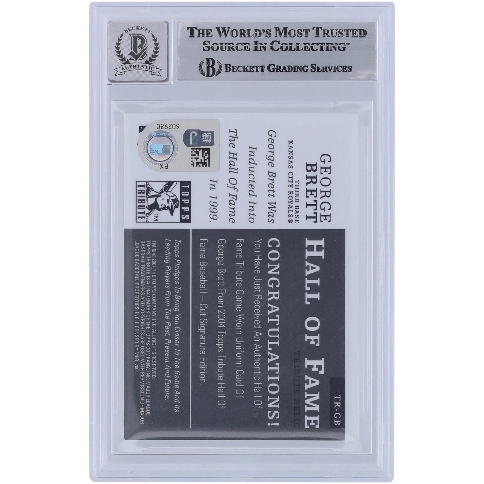 George Brett Signed 2004 Topps Tribute Hall of Fame Jersey Relic Card | Graded 9/10