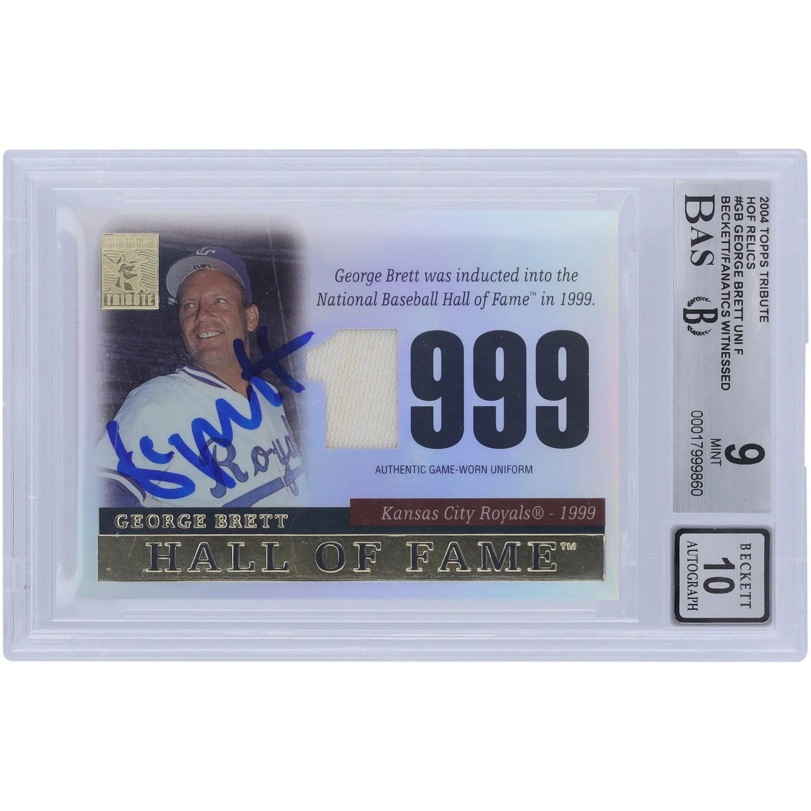 George Brett Signed 2004 Topps Tribute Hall of Fame Jersey Relic Card | Graded 9/10