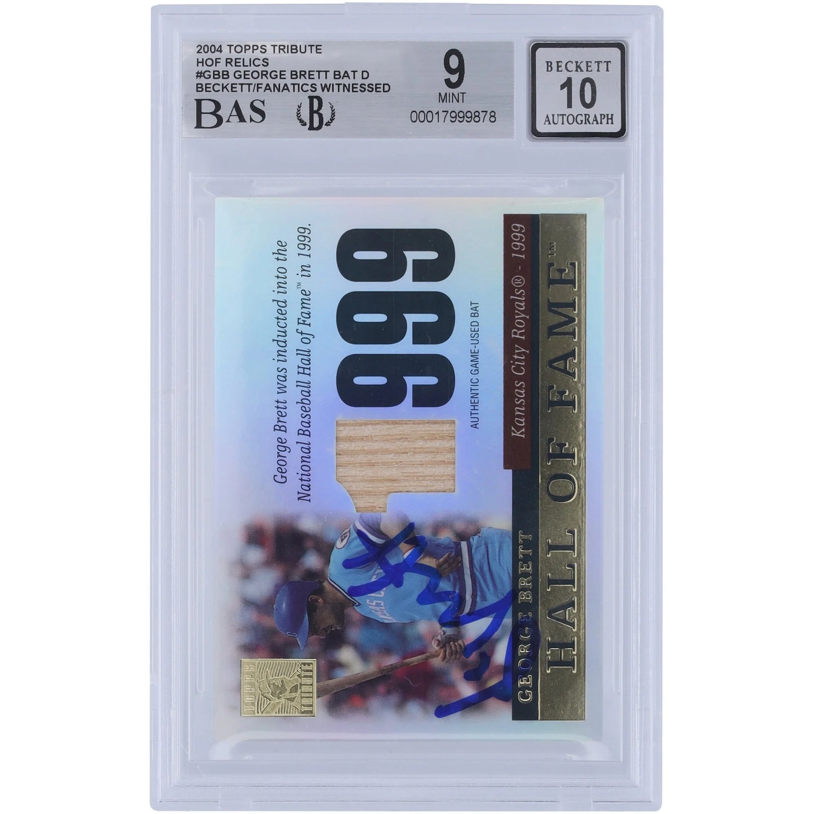 George Brett Signed 2004 Topps Tribute Hall of Fame Bat Relic Card | Beckett Authenticated