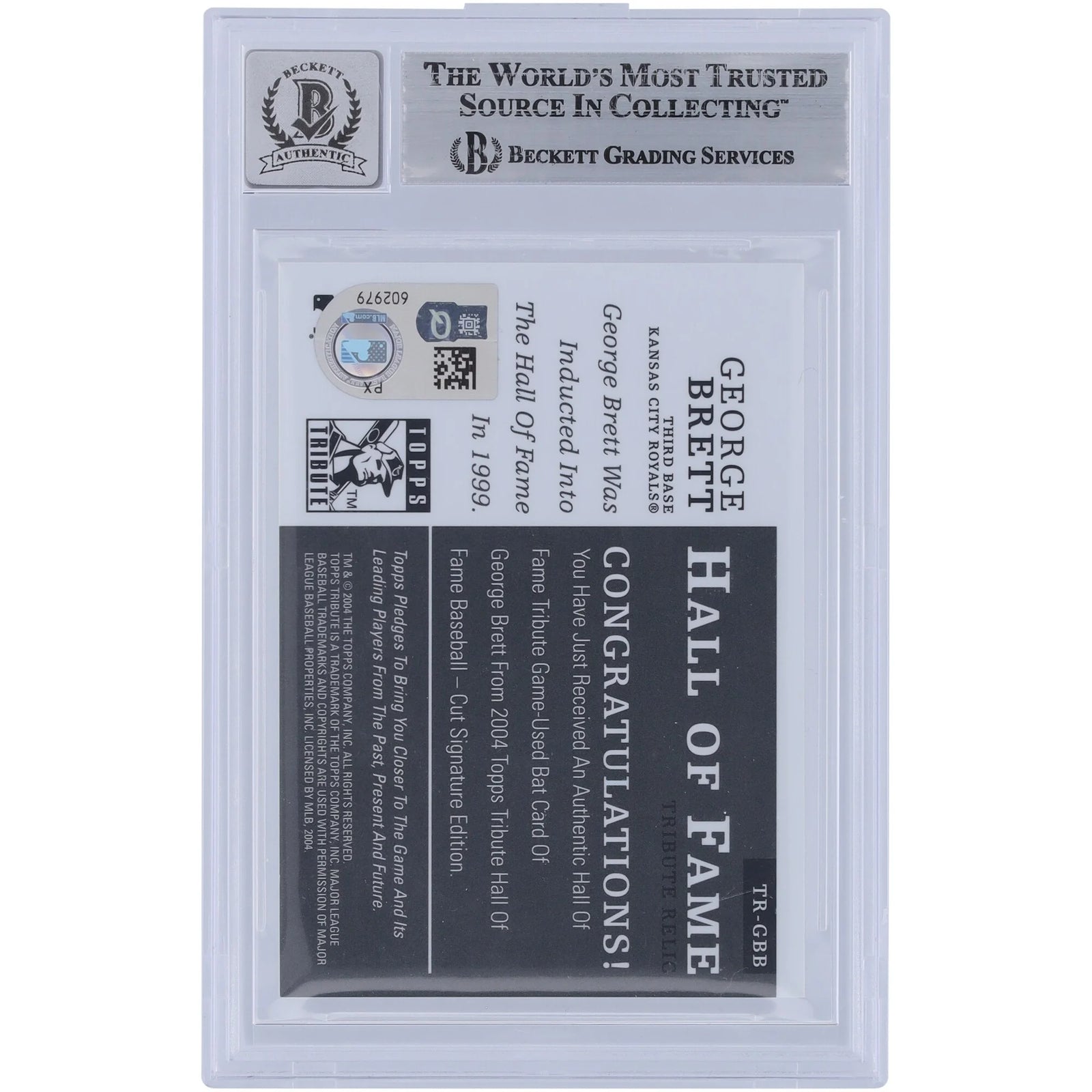 George Brett Signed 2004 Topps Tribute Hall of Fame Bat Relic Card | Beckett Authenticated