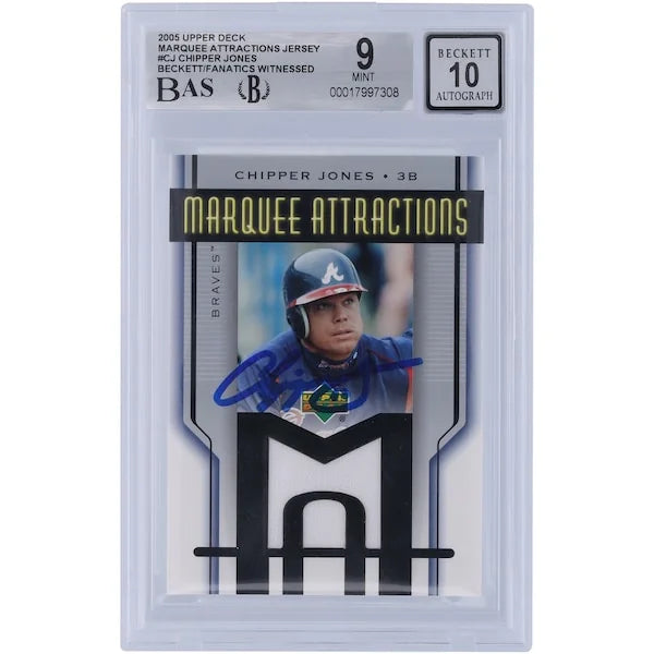 Chipper Jones Signed 2005 Upper Deck Marquee Attractions Jersey Relic Card | Graded 9