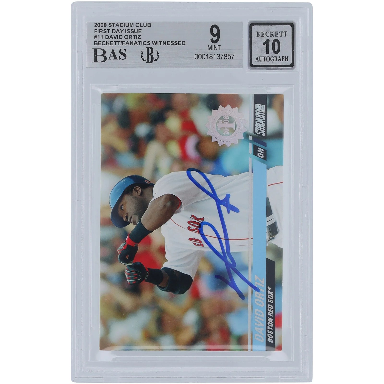 David Ortiz Signed 2008 Topps Stadium Club #11 | Beckett 9/10