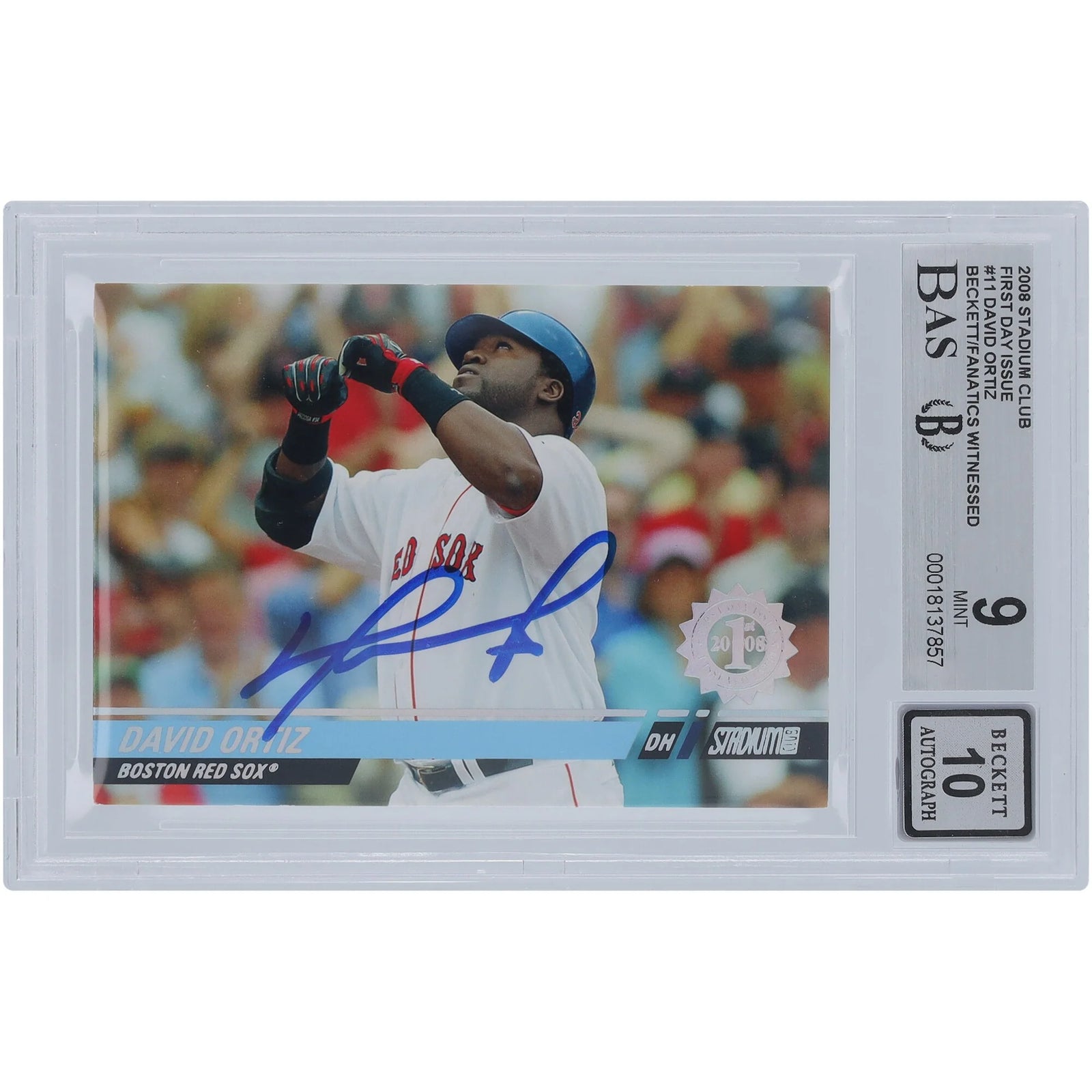 David Ortiz Signed 2008 Topps Stadium Club #11 | Beckett 9/10