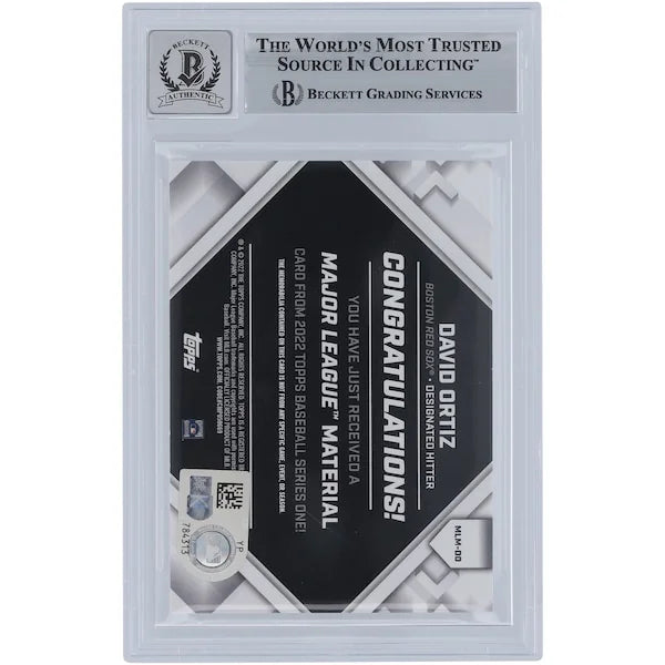 David Ortiz Signed 2022 Topps Major League Material Jersey Relic Card | Beckett Authentica