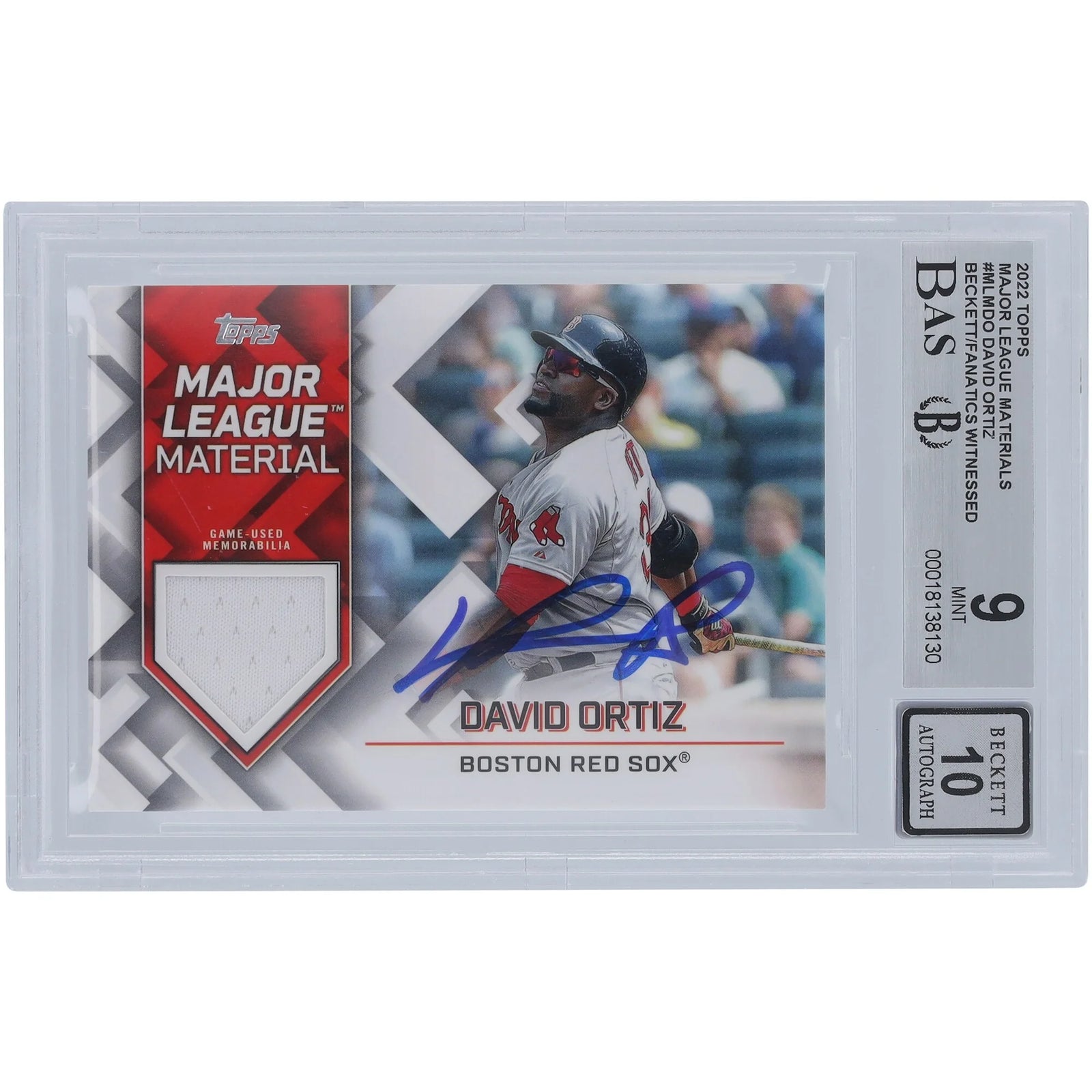 David Ortiz Signed 2022 Topps Major League Material Jersey Relic Card | Beckett Authentica