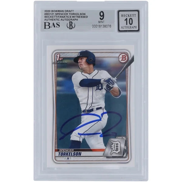 Spencer Torkelson Signed 2020 Bowman Draft #BD-121 | Beckett 9