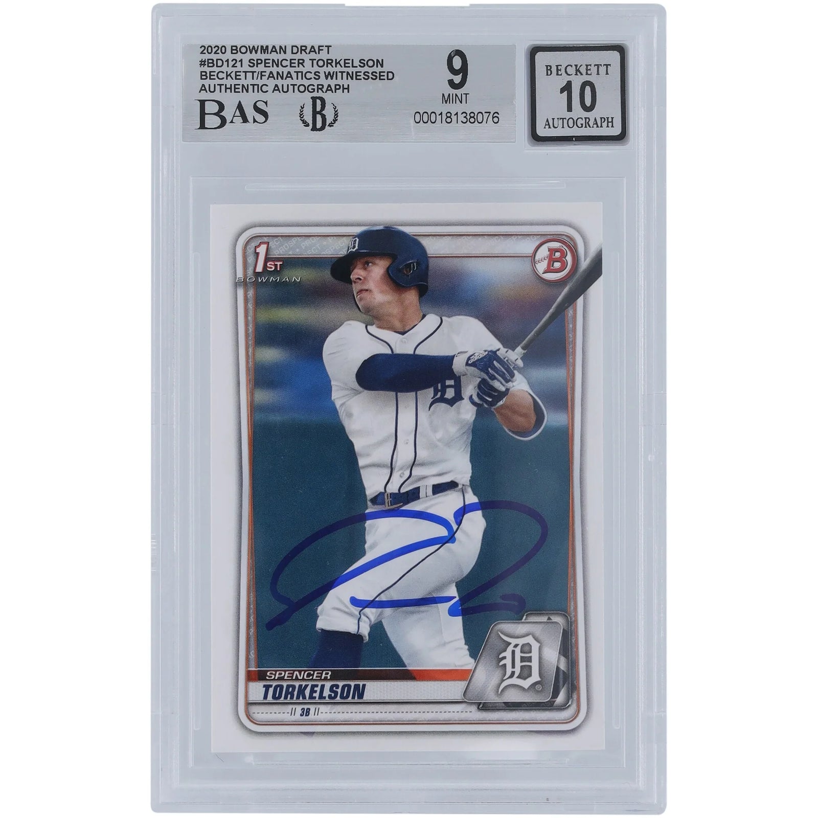 Spencer Torkelson Signed 2020 Bowman Draft #BD-121 | Beckett 9