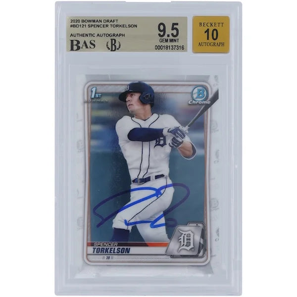 Spencer Torkelson Signed 2020 Bowman Chrome Draft #BD-121 | Graded 9.5